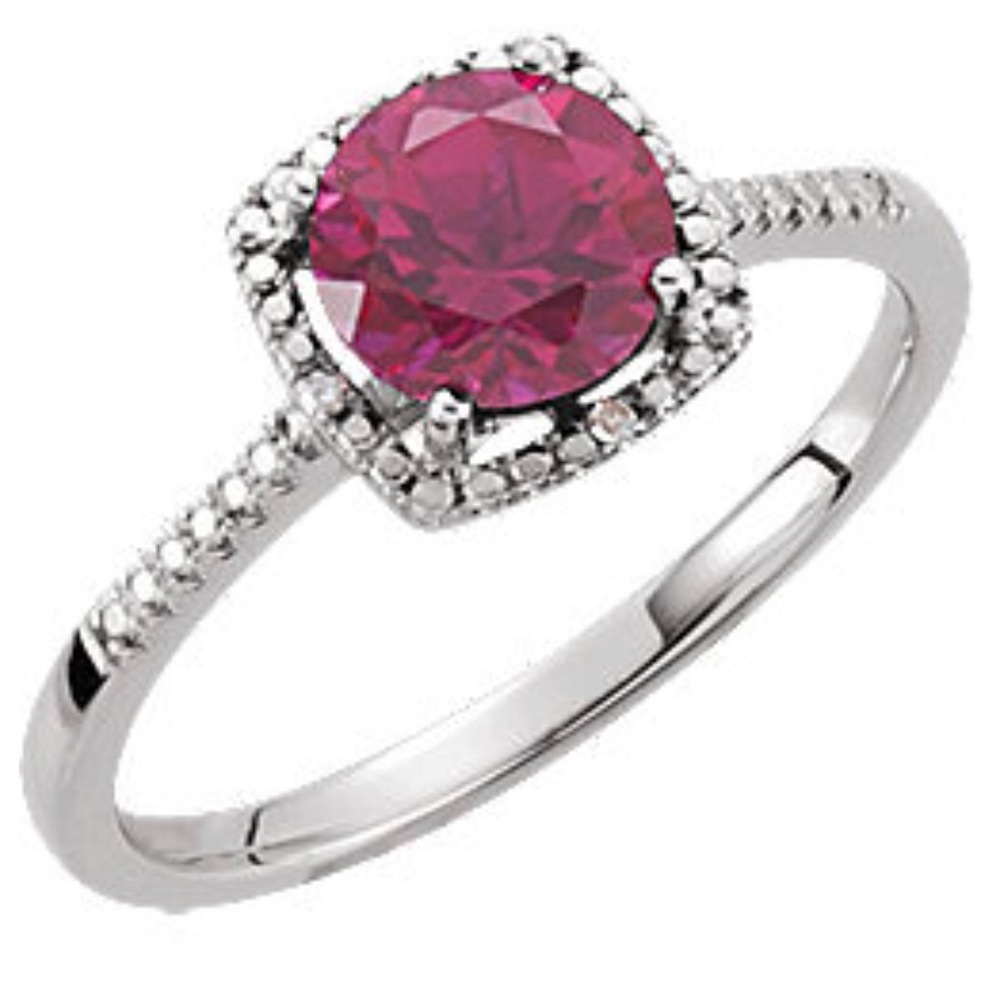 Ruby and Diamond Halo Ring